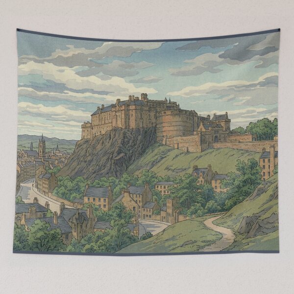 Item preview, Edinburgh Castle Japanese Woodblock Print designed and sold by Takeda-art.