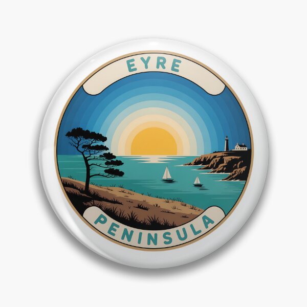 Item preview, Eyre Peninsula Retro – Vintage Coastal Landscape With Sunburst & Compass Rose designed and sold by VividOrganica.