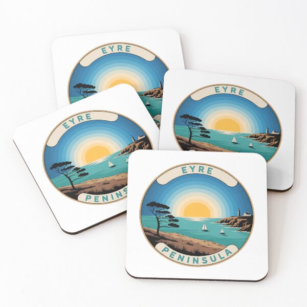 Item preview, Eyre Peninsula Retro – Vintage Coastal Landscape With Sunburst & Compass Rose designed and sold by VividOrganica.