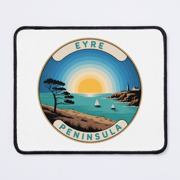 Item preview, Eyre Peninsula Retro – Vintage Coastal Landscape With Sunburst & Compass Rose designed and sold by VividOrganica.