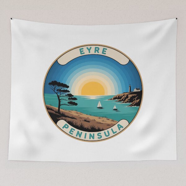 Item preview, Eyre Peninsula Retro – Vintage Coastal Landscape With Sunburst & Compass Rose designed and sold by VividOrganica.