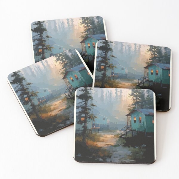 Item preview, Doaktown New Brunswick | Miramichi River Fishing Cabin Art designed and sold by TuncGK.