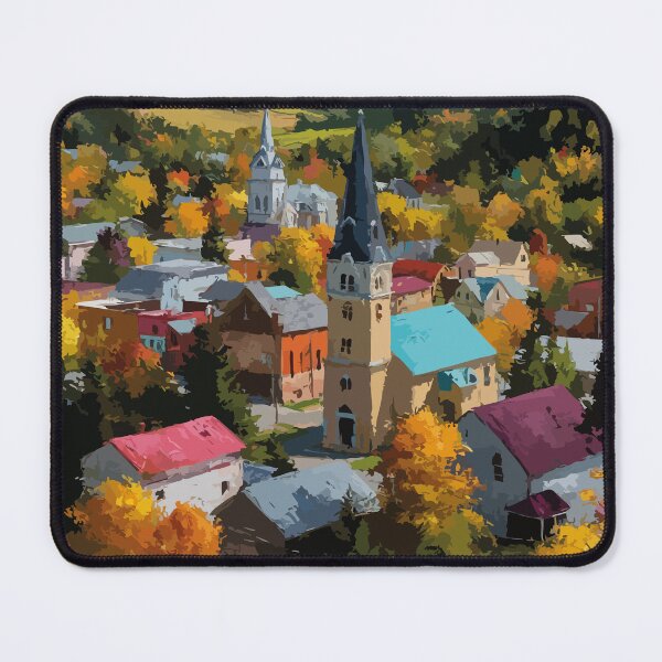 Item preview, Edmundston New Brunswick | Fall Valley & Church Scenery Art designed and sold by TuncGK.