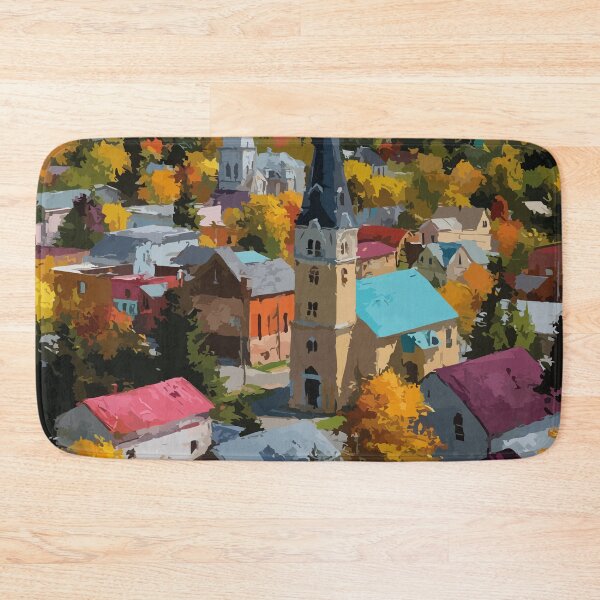 Item preview, Edmundston New Brunswick | Fall Valley & Church Scenery Art designed and sold by TuncGK.