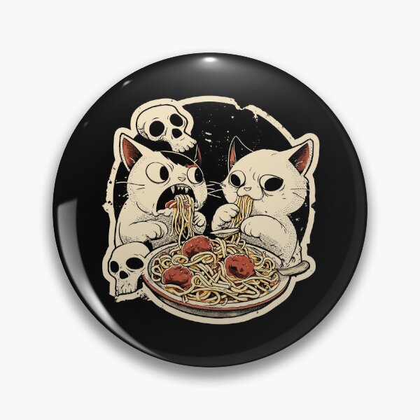 Item preview, Spooky Cats Eating Spaghetti – Gothic Cute Horror Pasta Art designed and sold by Absyntart.