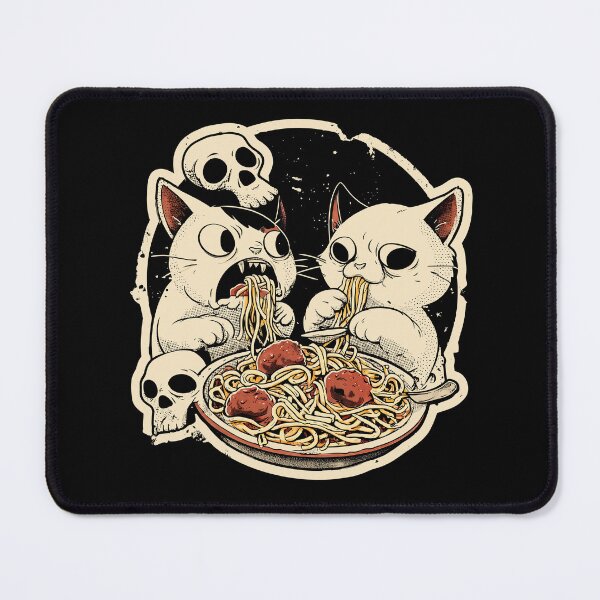 Item preview, Spooky Cats Eating Spaghetti – Gothic Cute Horror Pasta Art designed and sold by Absyntart.