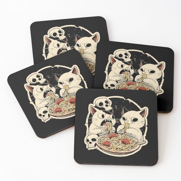 Item preview, Spooky Cats Eating Spaghetti – Gothic Cute Horror Pasta Art designed and sold by Absyntart.