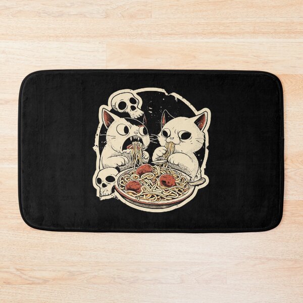 Item preview, Spooky Cats Eating Spaghetti – Gothic Cute Horror Pasta Art designed and sold by Absyntart.