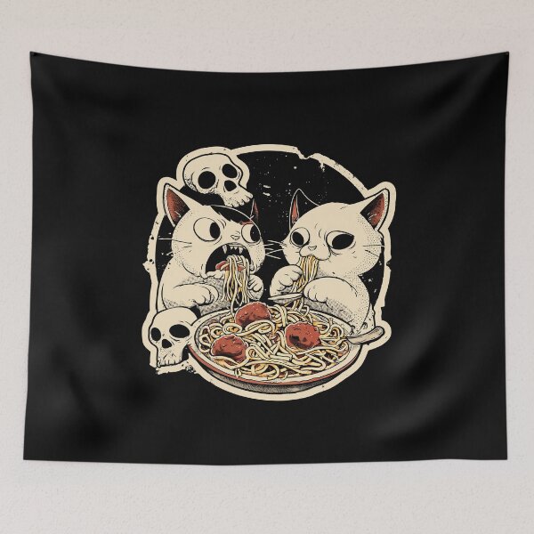 Item preview, Spooky Cats Eating Spaghetti – Gothic Cute Horror Pasta Art designed and sold by Absyntart.