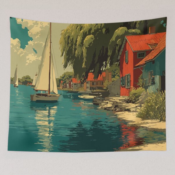 Item preview, Gagetown New Brunswick | Saint John River Village Art designed and sold by TuncGK.
