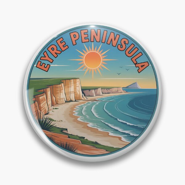 Item preview, Eyre Peninsula Retro Travel  – Circular Coastal Illustration With Sun & Cliffs designed and sold by VividOrganica.