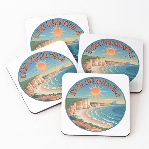 Item preview, Eyre Peninsula Retro Travel  – Circular Coastal Illustration With Sun & Cliffs designed and sold by VividOrganica.