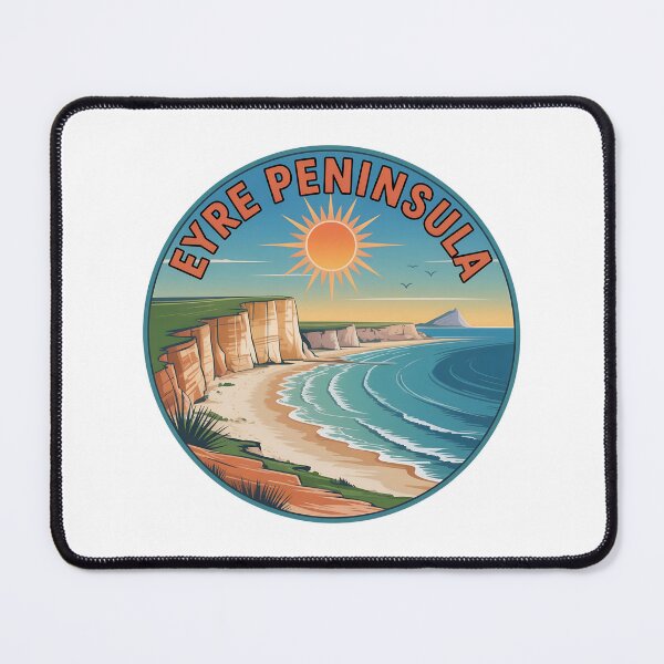 Item preview, Eyre Peninsula Retro Travel  – Circular Coastal Illustration With Sun & Cliffs designed and sold by VividOrganica.