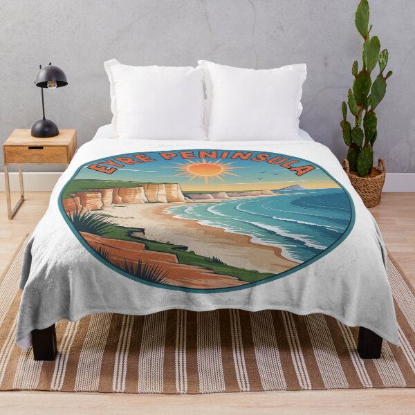 Item preview, Eyre Peninsula Retro Travel  – Circular Coastal Illustration With Sun & Cliffs designed and sold by VividOrganica.