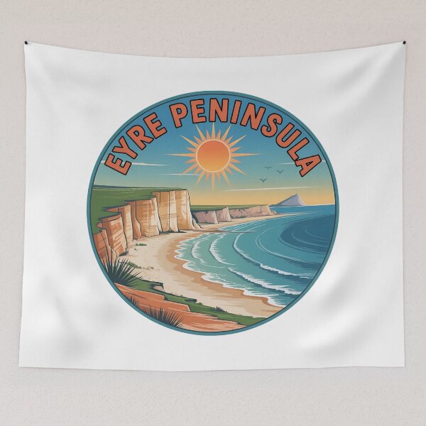 Item preview, Eyre Peninsula Retro Travel  – Circular Coastal Illustration With Sun & Cliffs designed and sold by VividOrganica.