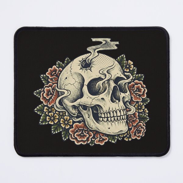 Item preview, Bullet Hole Skull and Roses - Traditional Tattoo Flash Art designed and sold by AwesomeBeyondLimits.