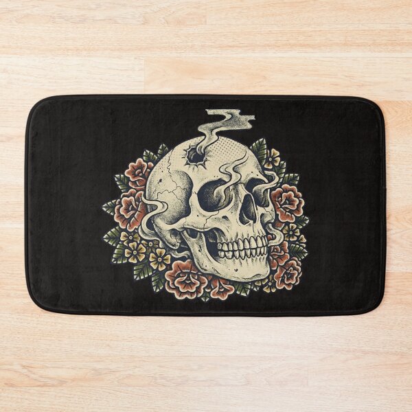 Item preview, Bullet Hole Skull and Roses - Traditional Tattoo Flash Art designed and sold by AwesomeBeyondLimits.