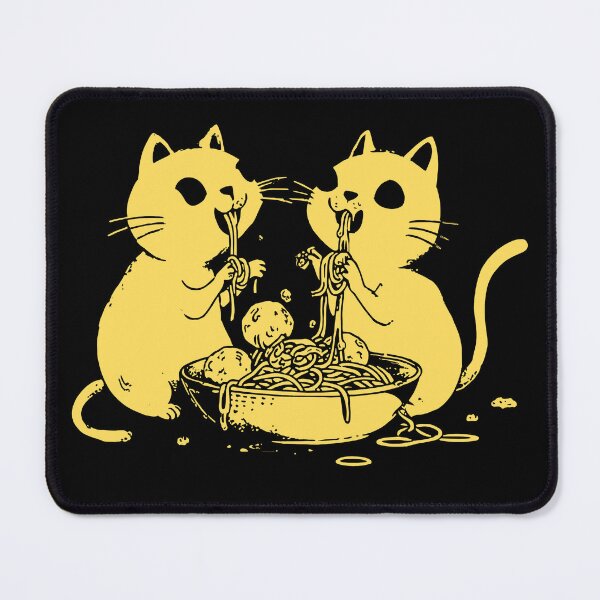 Item preview, Minimalist Yellow Cats Sharing Spaghetti – Retro Cute Pasta Art designed and sold by Absyntart.