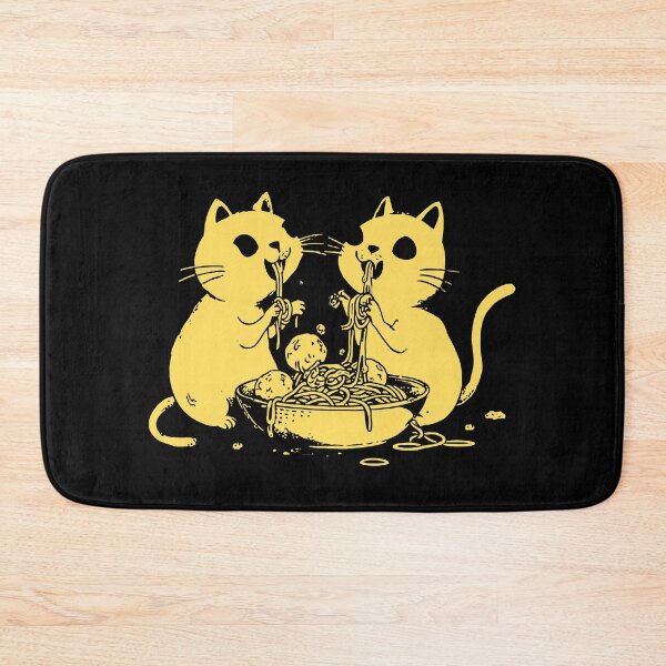 Item preview, Minimalist Yellow Cats Sharing Spaghetti – Retro Cute Pasta Art designed and sold by Absyntart.