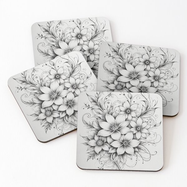 Item preview, Ink illustration of flowers and vines designed and sold by S-Viirgo.