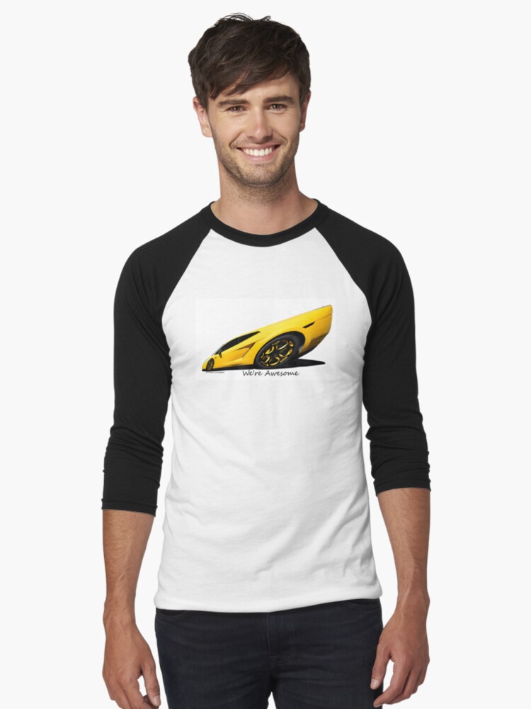 Thumbnail 1 of 3, Baseball ¾ Sleeve T-Shirt, Super Car Art #15  We're Awesome  designed and sold by Photoart4U.