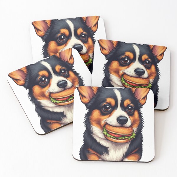 Item preview, Cute Tri Color Corgi Eating Sandwich | Adorable Food Lover Dog Art designed and sold by Ditstyle.