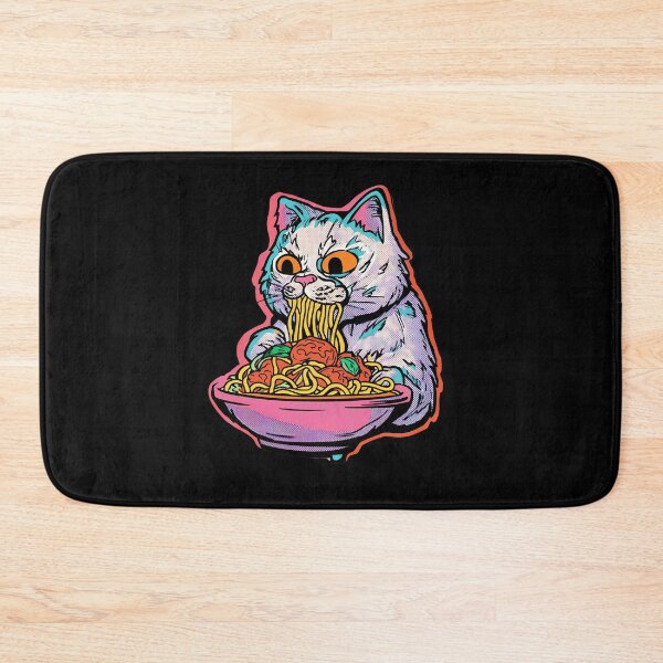 Item preview, Colorful Psychedelic Cat Eating Spaghetti – Vibrant Pop Art Illustration designed and sold by Absyntart.