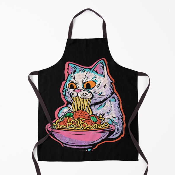 Item preview, Colorful Psychedelic Cat Eating Spaghetti – Vibrant Pop Art Illustration designed and sold by Absyntart.