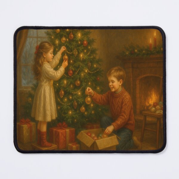 Item preview, Christmas Preparations – Children Decorating the Tree | Holiday Art & Home Decor | GGSTCraft designed and sold by ggstcraft.