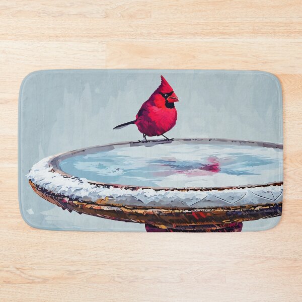Item preview, Red Cardinal on bird bath designed and sold by tomorrowsart.