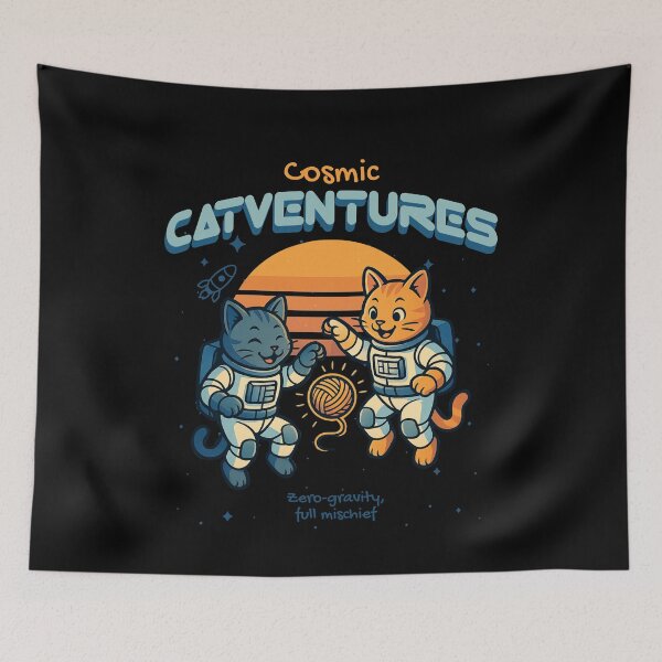 Item preview, Cosmic Catventures – Cute Astronaut Cats in Space Illustration designed and sold by drawlinershop.