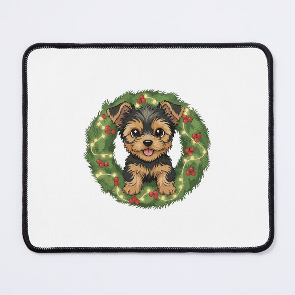 Item preview, Cute Yorkie Puppy in Christmas Wreath - Christmas Dog Lover designed and sold by The Real Life Symphony.