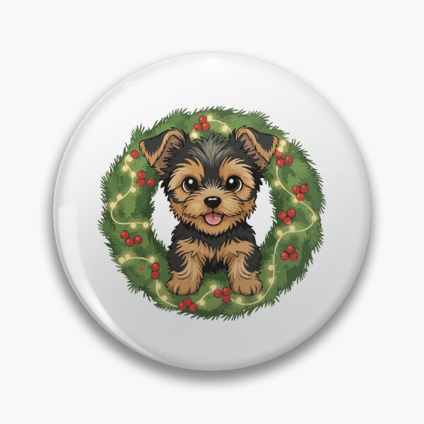 Item preview, Cute Yorkie Puppy in Christmas Wreath - Christmas Dog Lover designed and sold by The Real Life Symphony.