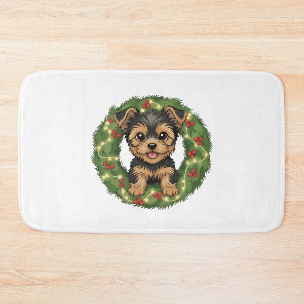 Item preview, Cute Yorkie Puppy in Christmas Wreath - Christmas Dog Lover designed and sold by The Real Life Symphony.