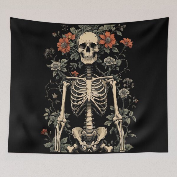 Item preview, Aesthetic botanical skeleton human skeleton intertwined with flowers and vines 3 designed and sold by Neon G.