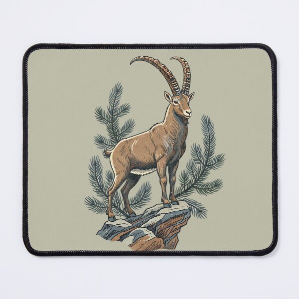 Item preview, Alpine Ibex Mountain Goat with Pine Trees designed and sold by BirdsnStuff.