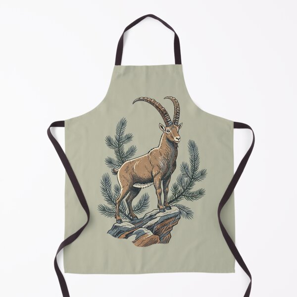 Item preview, Alpine Ibex Mountain Goat with Pine Trees designed and sold by BirdsnStuff.