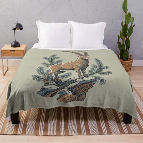 Item preview, Alpine Ibex Mountain Goat with Pine Trees designed and sold by BirdsnStuff.