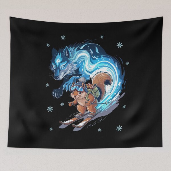 Artikelvorschau, Skifahrendes Eichhörnchen, Blauer Wolfsgeist entworfen und verkauft von MagdaMoonArt.
