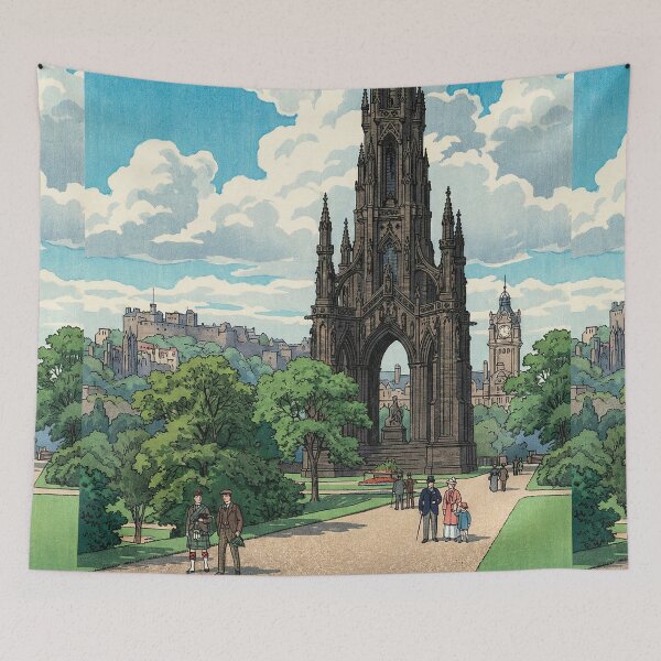 Item preview, Scott Monument of Edinburgh Japanese Woodblock Print designed and sold by Takeda-art.