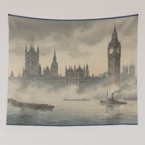 Item preview, Old London in the Mist Japanese Woodblock Print designed and sold by Takeda-art.