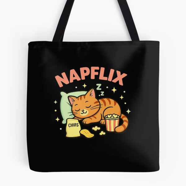 Item preview, Napflix – Funny sleeping cat with snacks designed and sold by MOAVE-Design.