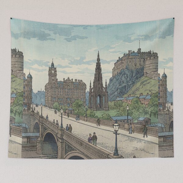 Item preview, Street of Edinburgh Old Town Japanese Woodblock Print designed and sold by Takeda-art.