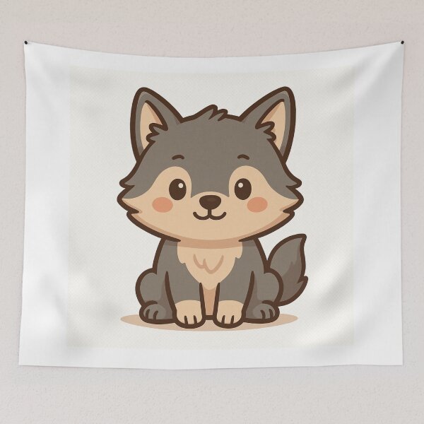 Item preview, Kawaii Wolf – Cute Aesthetic Animal Art designed and sold by kimkosovo.