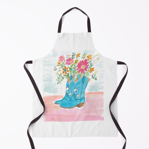 Artikelvorschau, Aquarellmalerei von Cowboy-Stiefeln mit Blumen entworfen und verkauft von Lola Jay Designs.