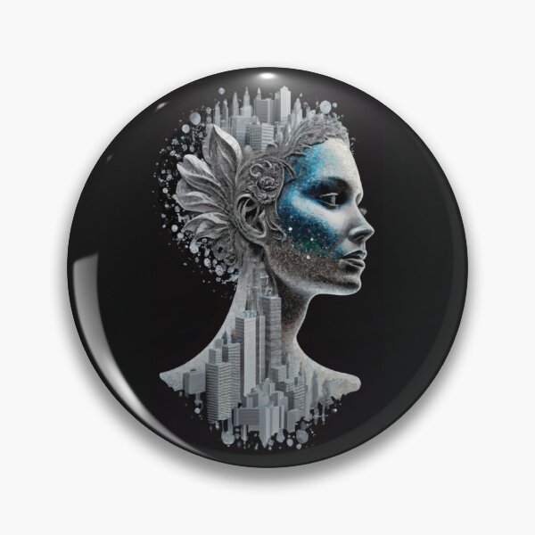 Item preview, logo Inverted silver captivating silhouette of a woman's head and gold captivating silhouette of a woman's head, very detailed, best quality, picture of a woman's face, designed and sold by gulka8.