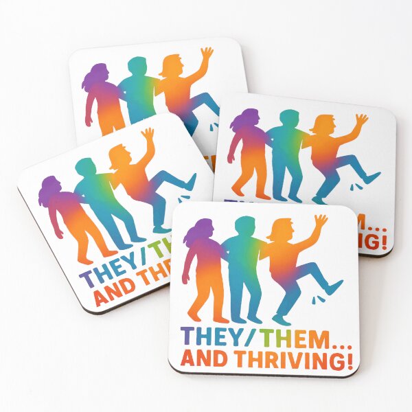 Item preview, They / Them Pronouns Nonbinary And Thriving designed and sold by Madeline Binder Art & Design.