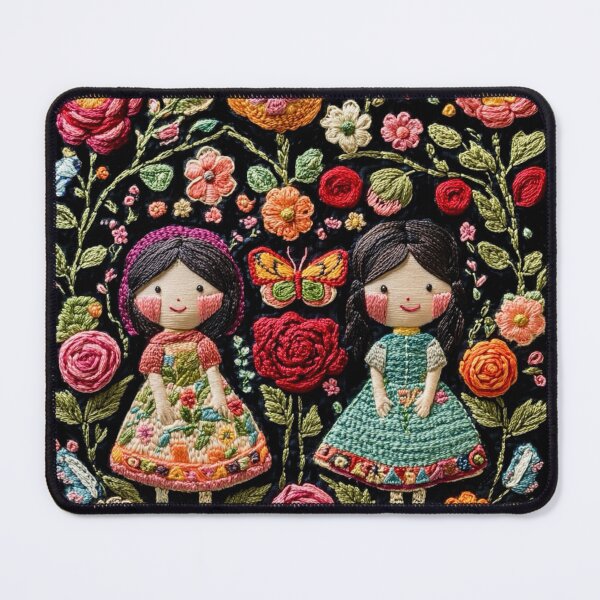 Item preview, Bulgarian Folk Art - Embroidered Girls & Floral Garden designed and sold by Myra365Art.