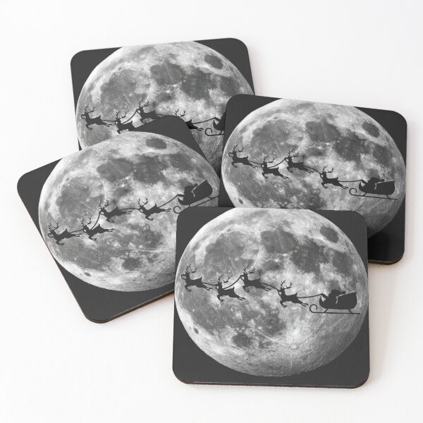 Item preview, A team of reindeer against the backdrop of the moon designed and sold by Sparkofart07.