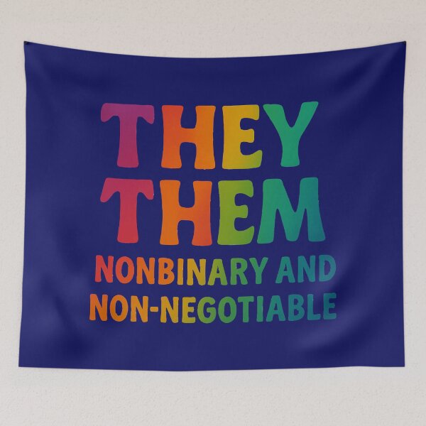 Item preview, They Them Nonbinary and Non-Negotiable Pronouns designed and sold by Madeline Binder Art & Design.